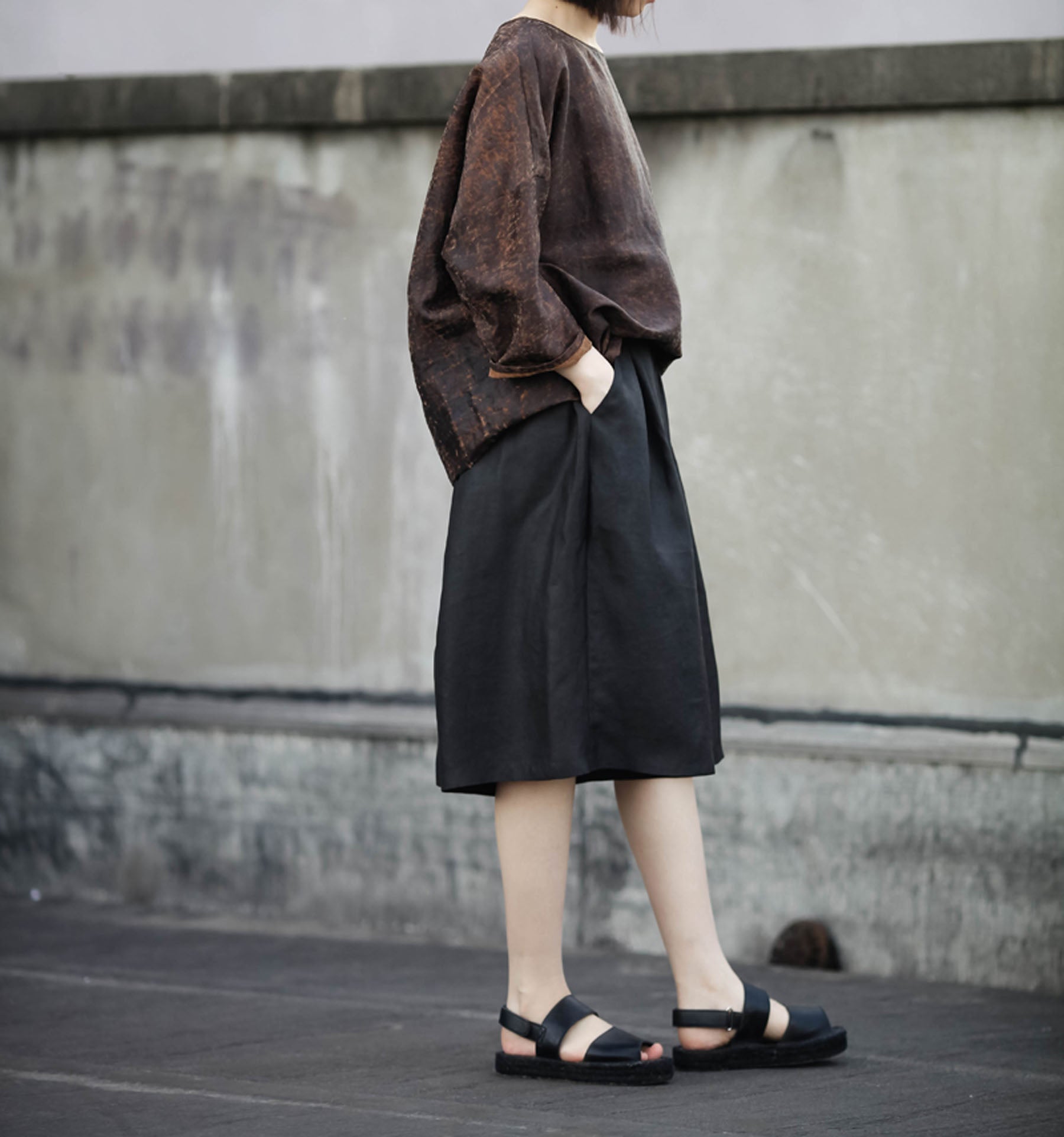 edoa Distressed Mud Silk Shirt 