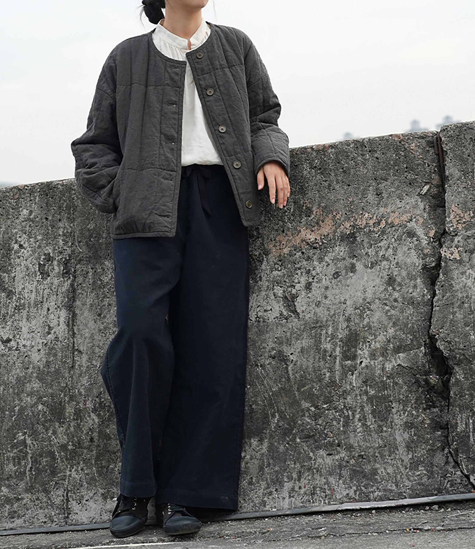 EDOA Yarn-dyed Linen Hand Quilted Jacket