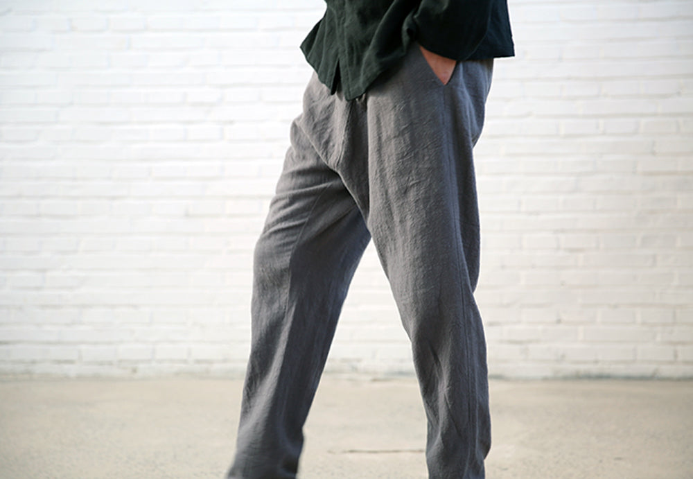 edoa Washed Ramie Folded Fly Pants