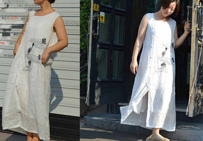 High Counted Ramie Dress with Hand Embroidery dr0356 492
