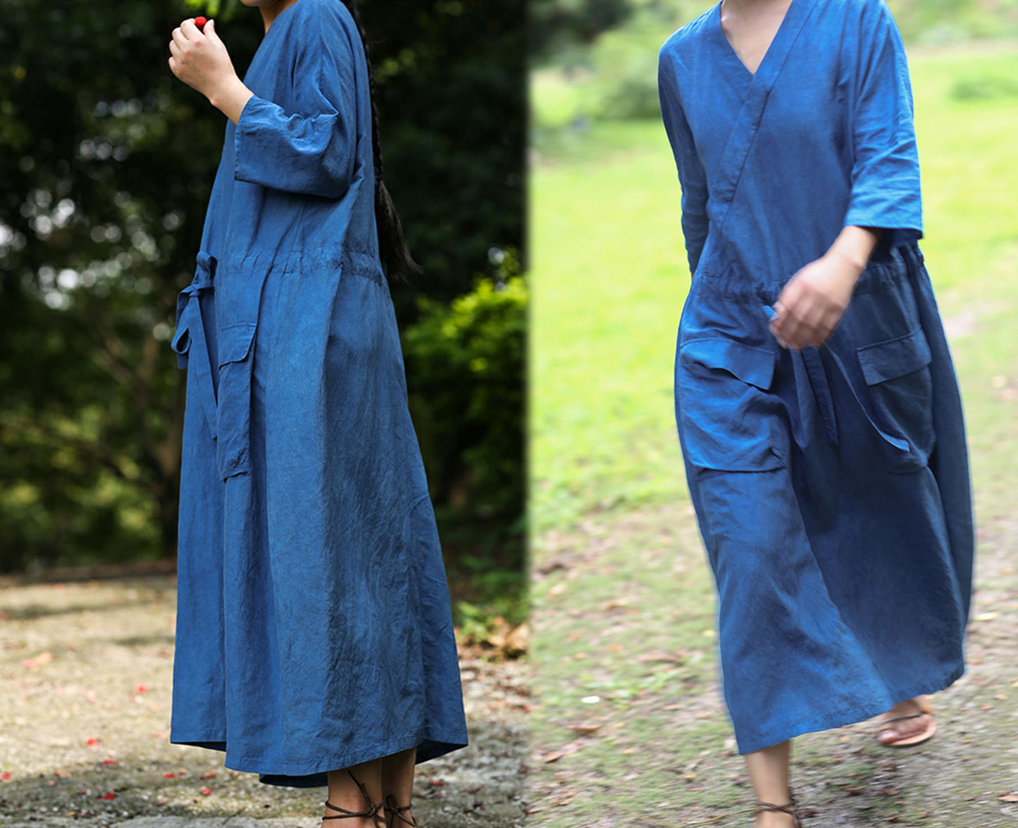 edoa Plant Dyed Indigo Blue Dress