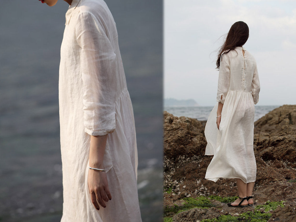 edoa Ramie Dress with inner Sleeveless Dress