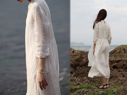 edoa Ramie Dress with inner Sleeveless Dress