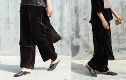 edoa Silk Velvet Skirt Pants 