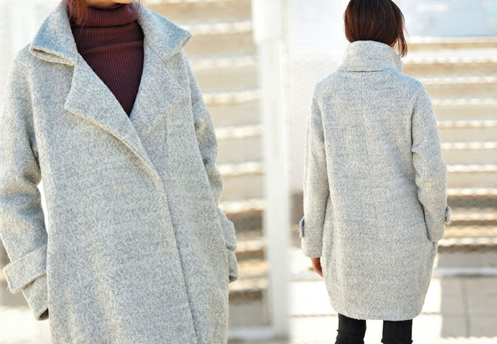 edoa Loop-Yarns Wool Cocoon Coat