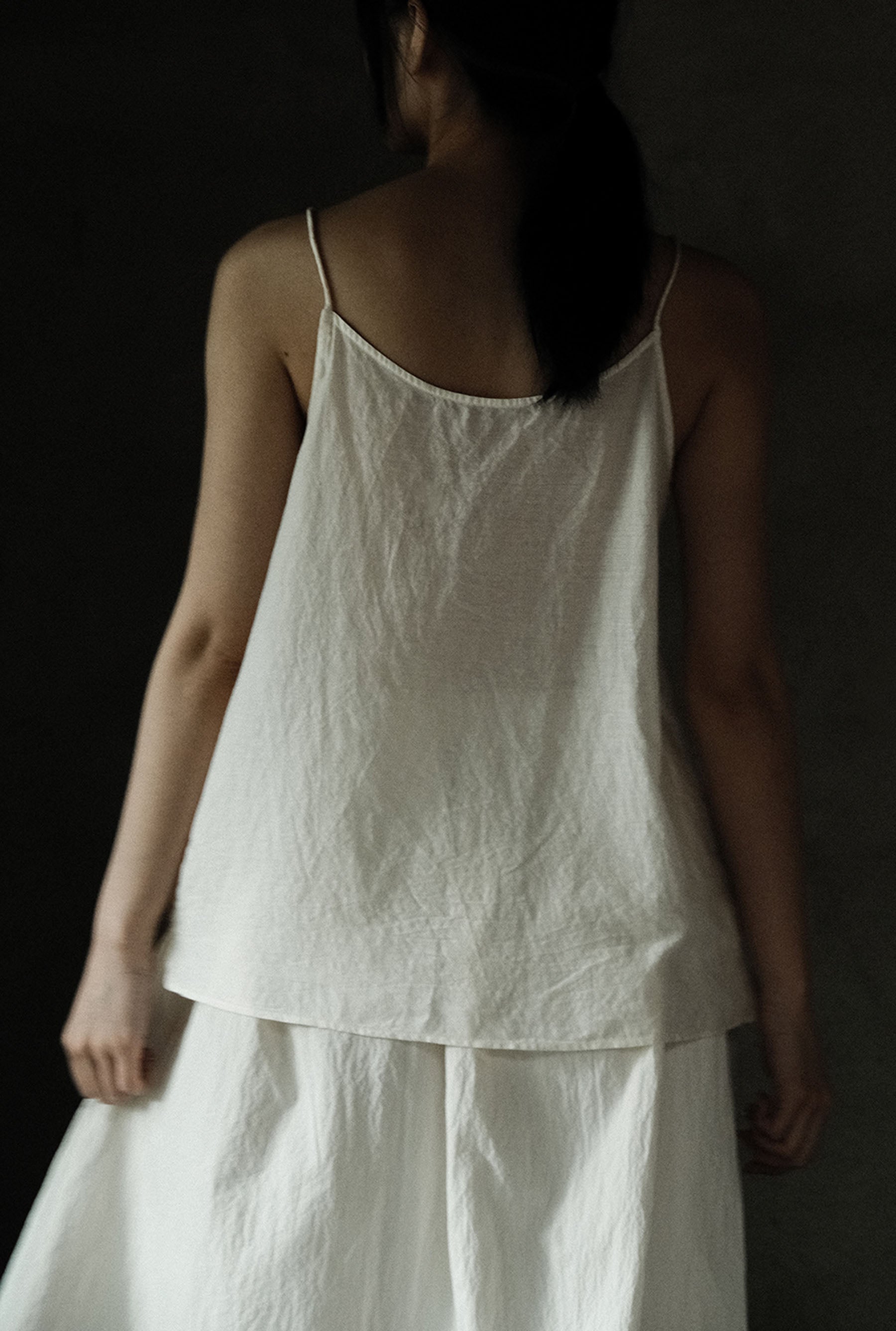 edoa Crinkled Paper Cotton Gathered Cami Top