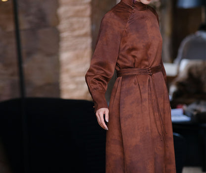 edoa Heavy Weight Mud Silk Charmeuse Modified Qipao
