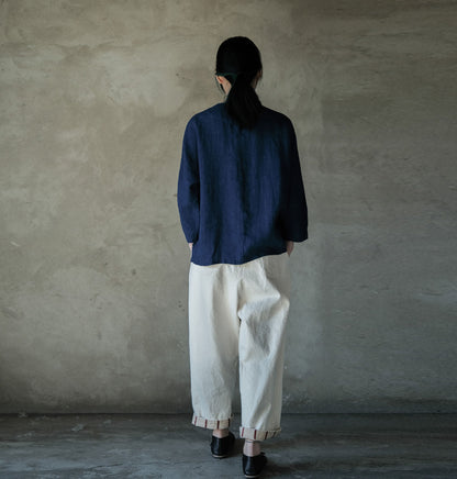 edoa Linen Bracelet Sleeve Chinese Shirt 