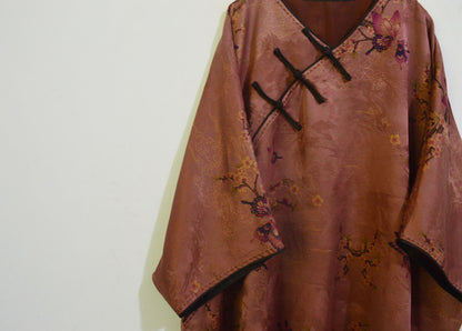 Super Loose Printed Mud Silk Modified Qipao dr0100 A942