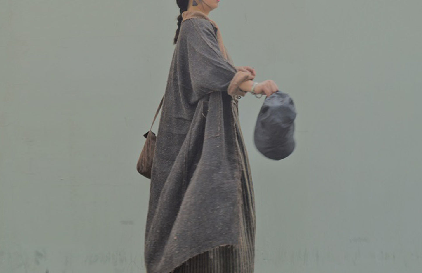 edoa Reversible Distressed Mud Tussah Silk Dust Coat