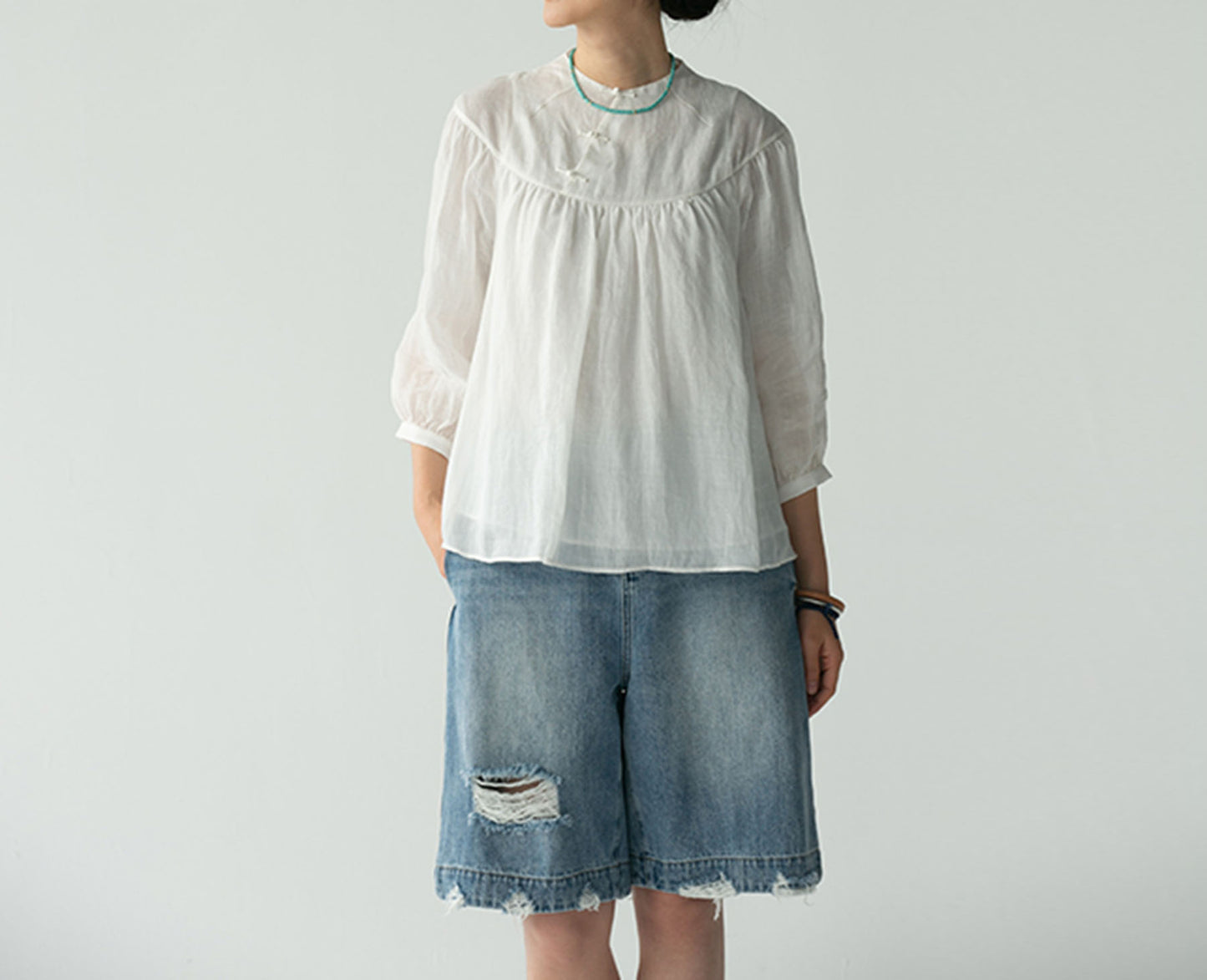 edoa Ramie Flared Top 