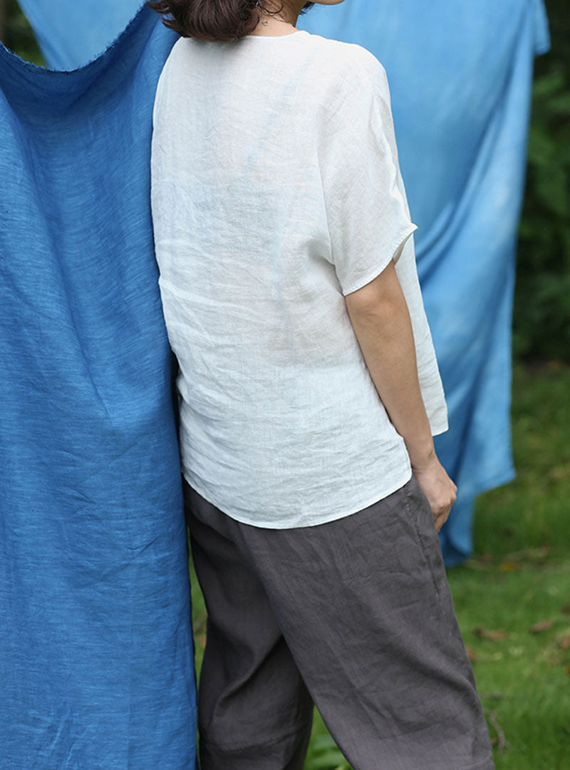 edoa High Counted French Linen Shirt