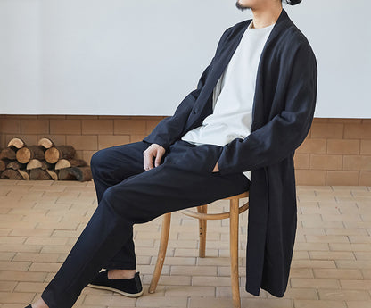 edoa heavy weight washed linen coat