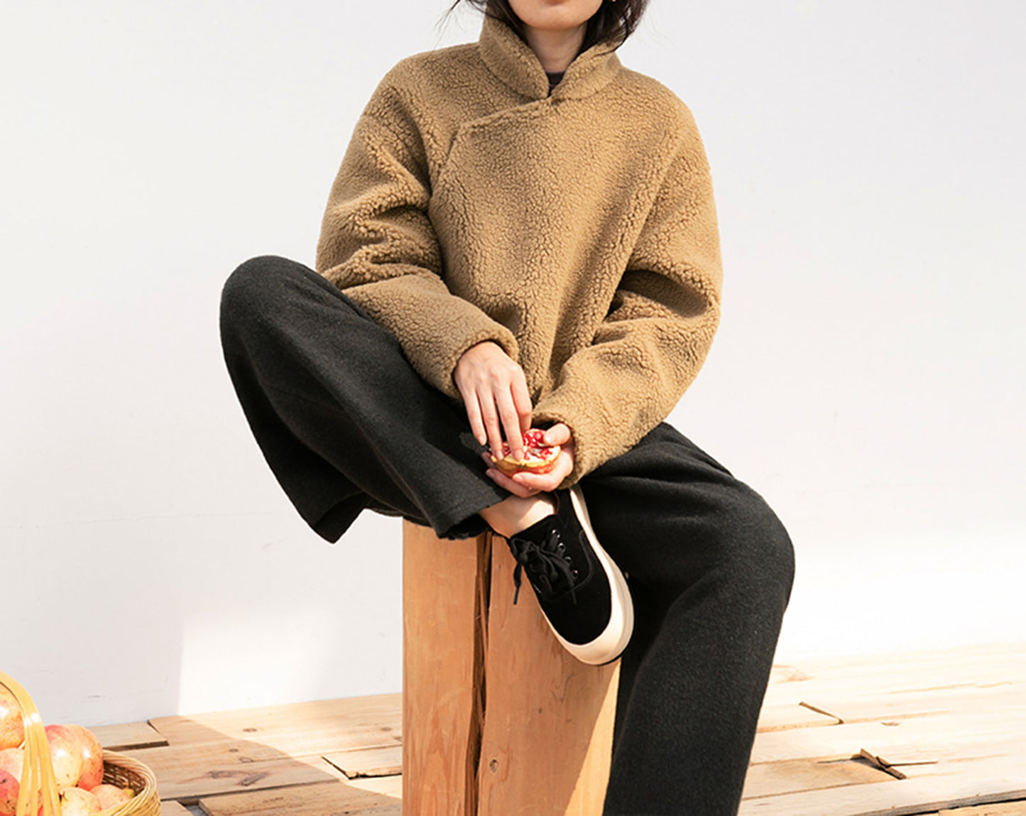 edoa Sherpa Fleece Short Chinese Style Coat 