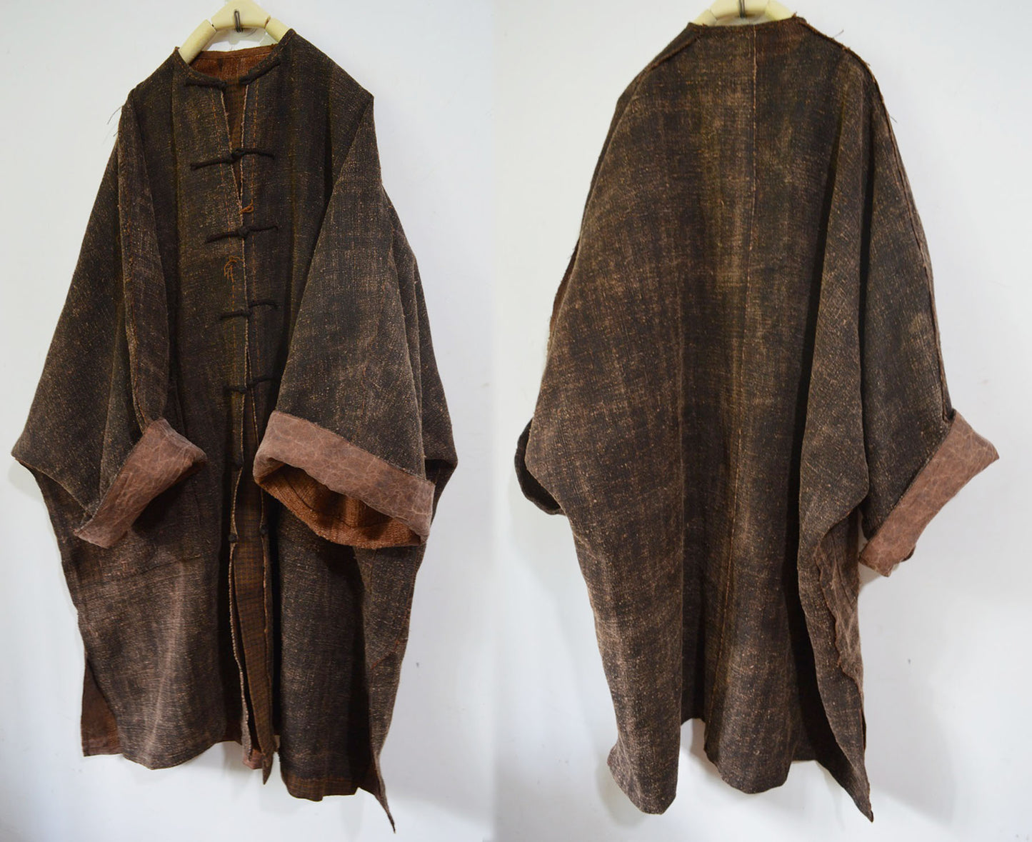 Hand Woven Mud Tussah Silk Chinese Coat co0099 A708