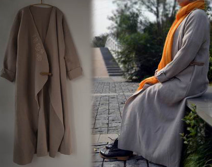 edoa Felted Wool Coat with Hand Embroidery 