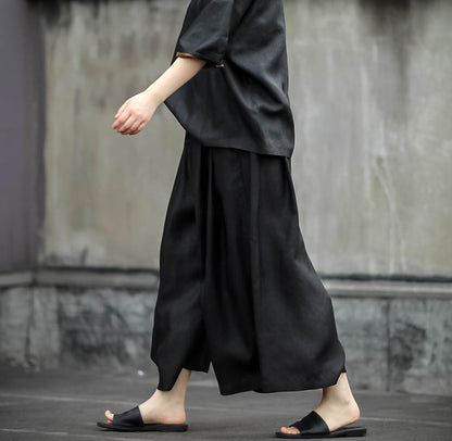 edoa Loose Fitting Mud Silk Charmeuse Pants