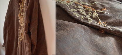 Pure Tussah Silk Padding Coat with Hand Embroidery co0211 398