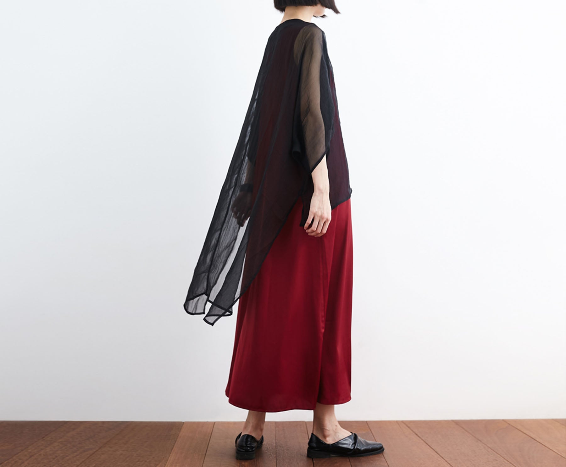 edoa Oversized Silk Chiffon V-neck Gypsy Blouse