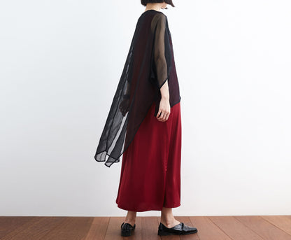 edoa Oversized Silk Chiffon V-neck Gypsy Blouse
