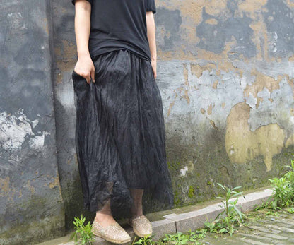 edoa Black Silk Organza Skirt 