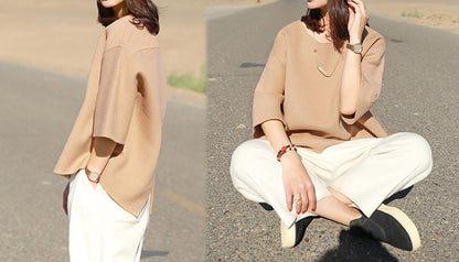 edoa Double Faced Wool Pullover Coat 