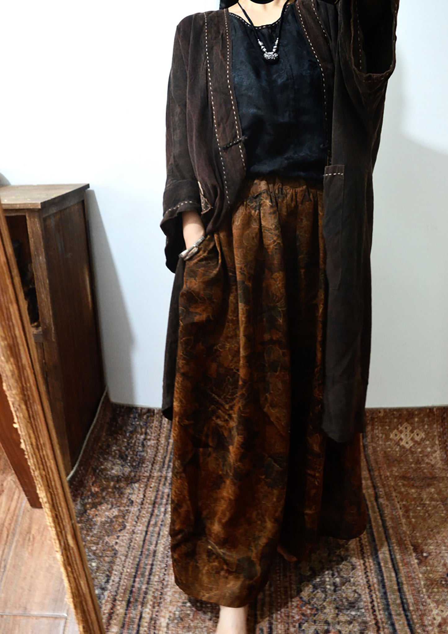 Printed Mud Silk Charmeuse Skirt sk0035 X171