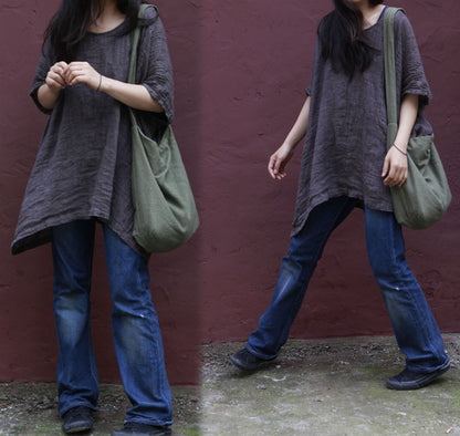 edoa Oversized Textured Linen Top