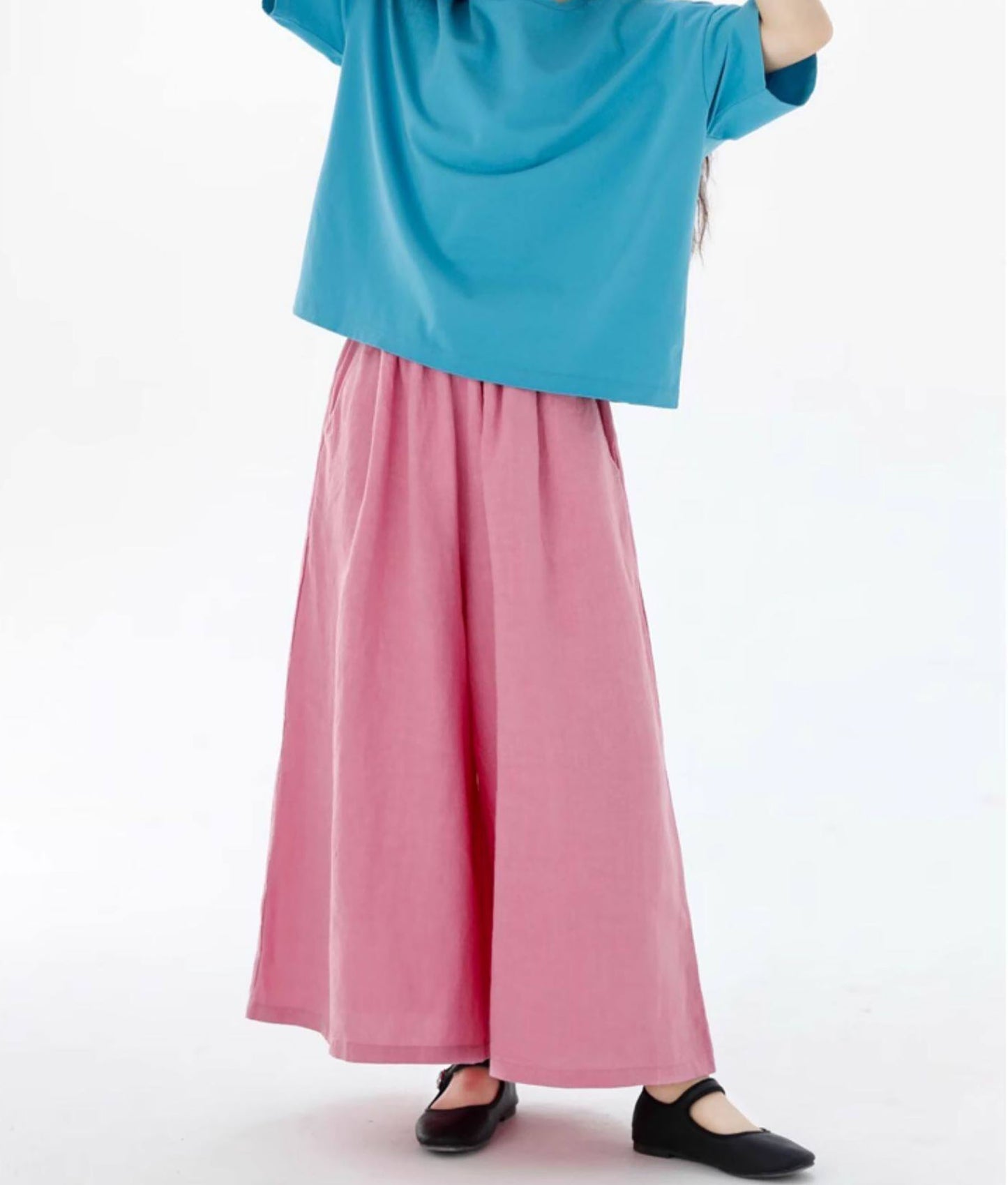 EDOA Stone-washed Linen Wide Leg Pants