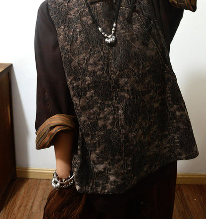 edoa Mud Noil Silk Jacquard Chinese Vest