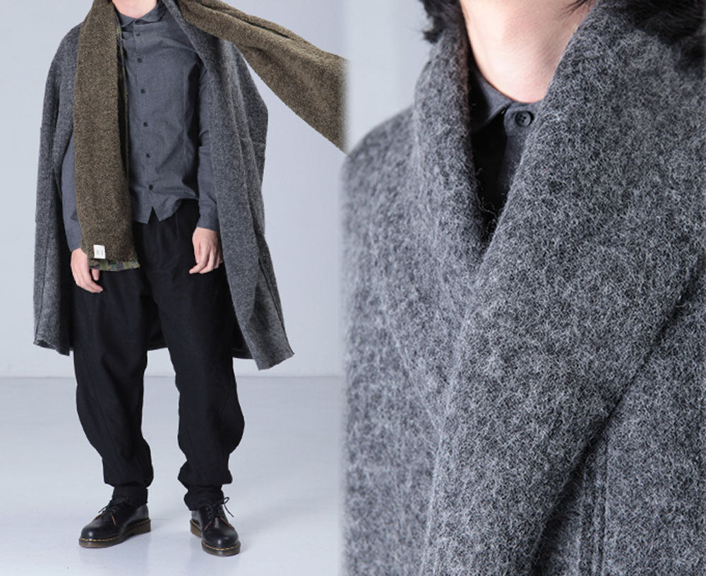 edoa Gray Knit Wool Coat
