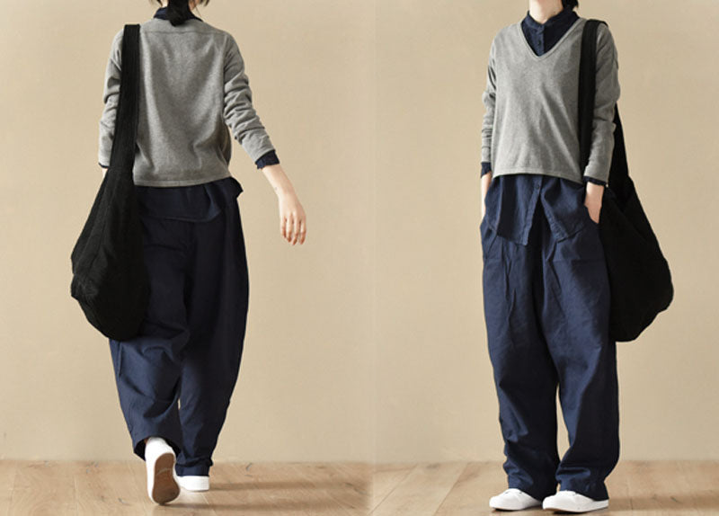 edoa Relaxed Tapered Boyfriend French Linen Pants