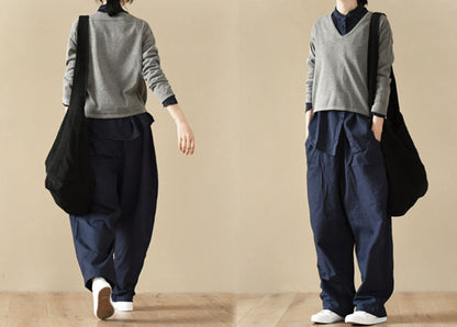 edoa Relaxed Tapered Boyfriend French Linen Pants