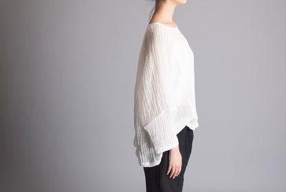 edoa Loose Fitting Crinkled Linen Shirt
