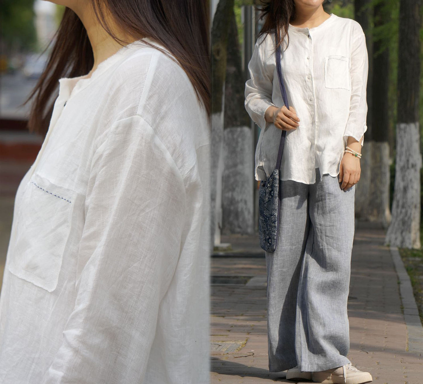 edoa High Count Thin Ramie Blouse
