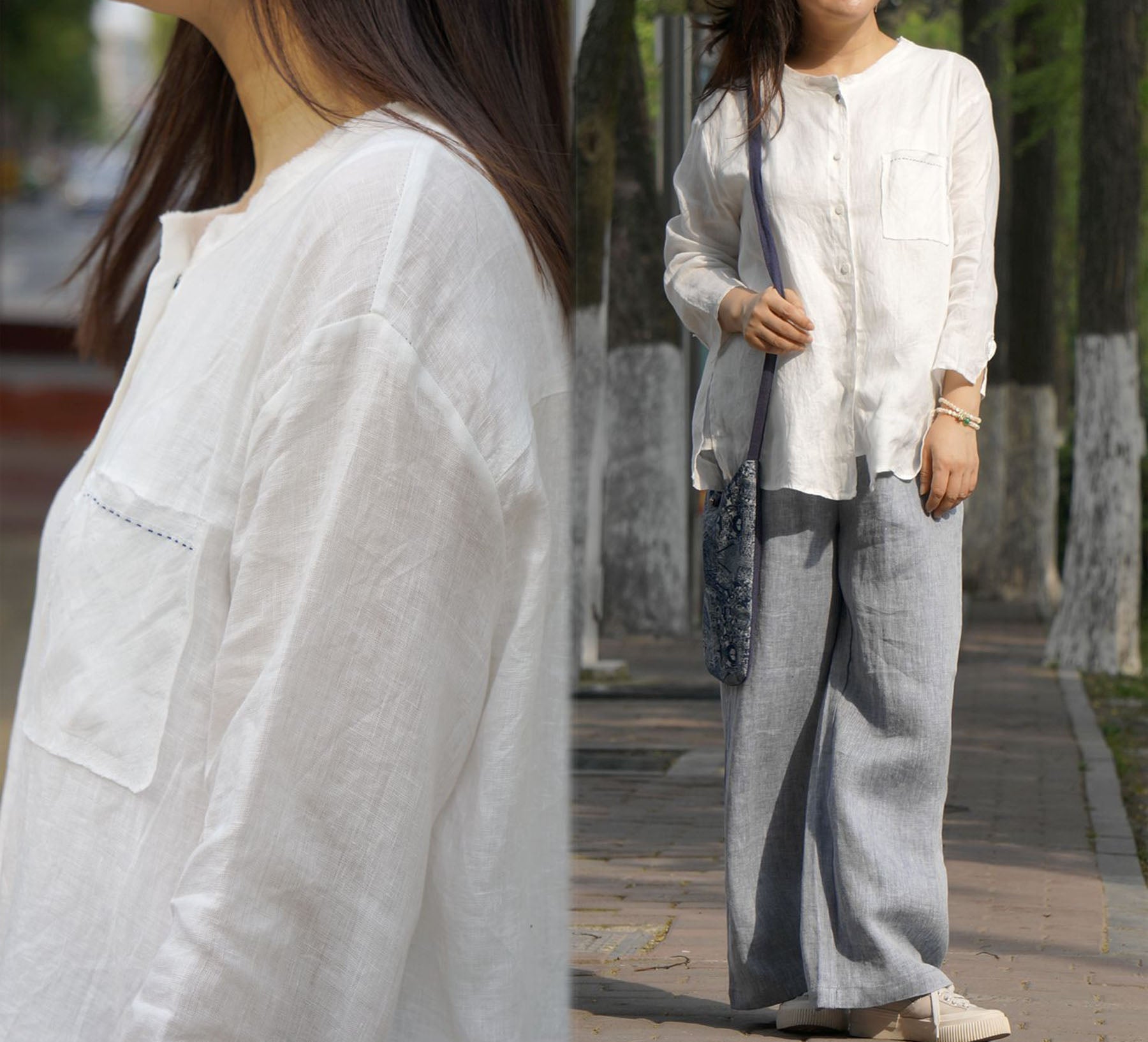 edoa High Count Thin Ramie Blouse