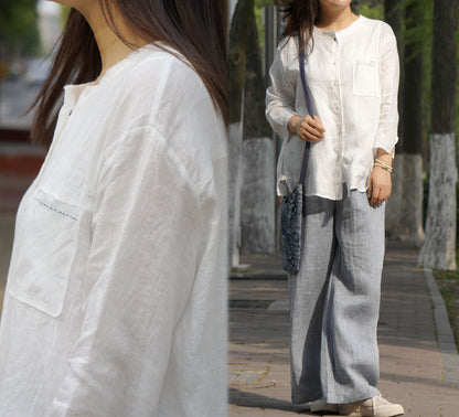 edoa High Count Thin Ramie Blouse