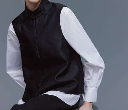 edoa Silk Taffeta Chinese Vest 