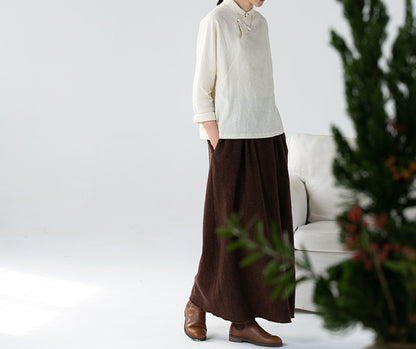 edoa Washed Linen Modified Chinese Blouse