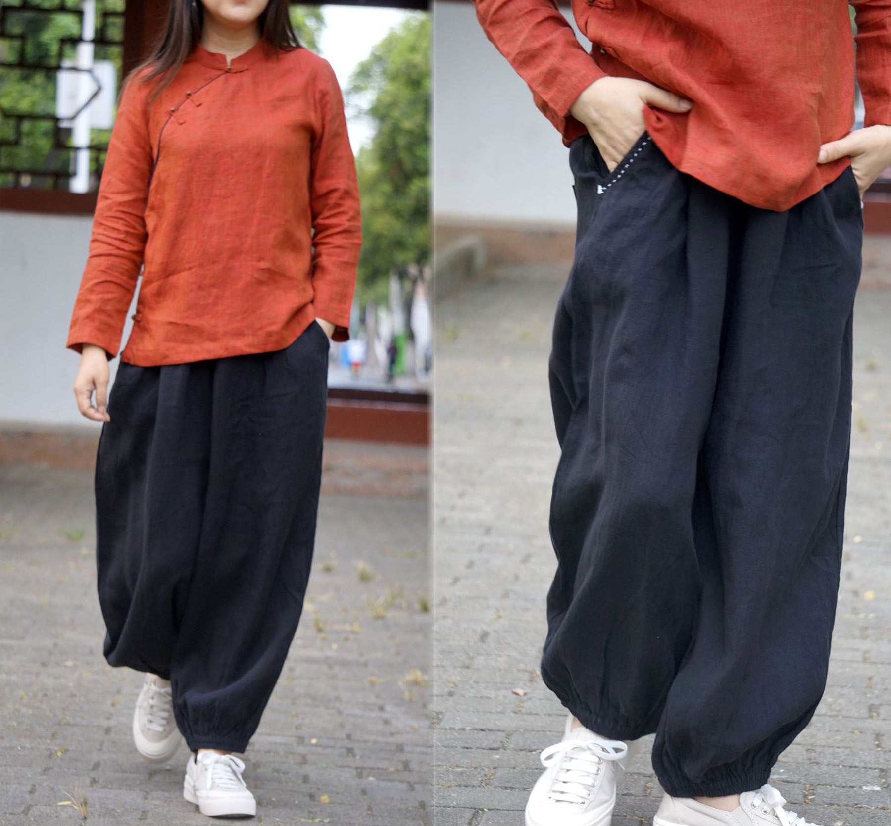 edoa Linen Lantern Pants