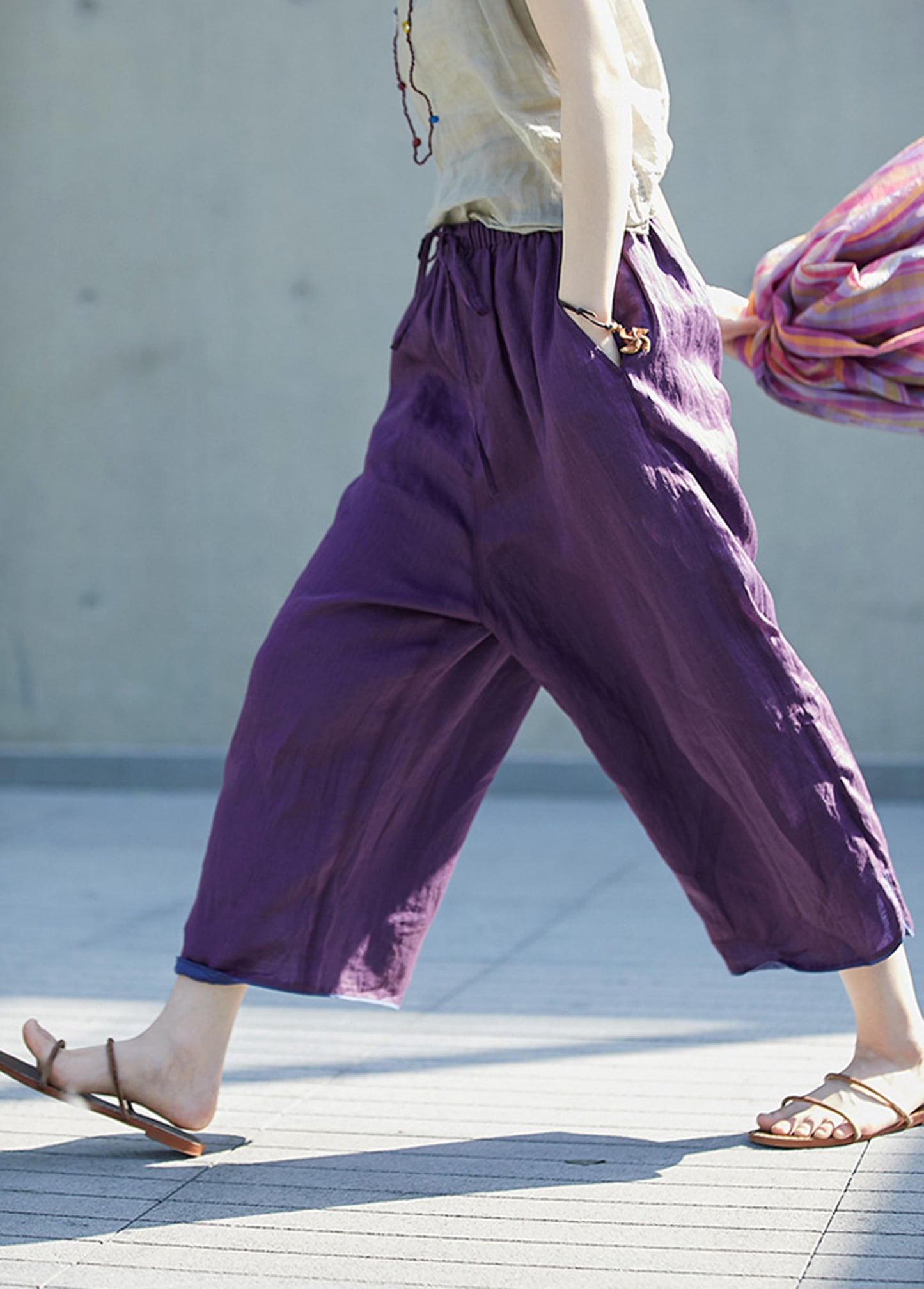 edoa High Counted Ramie Crop Pants