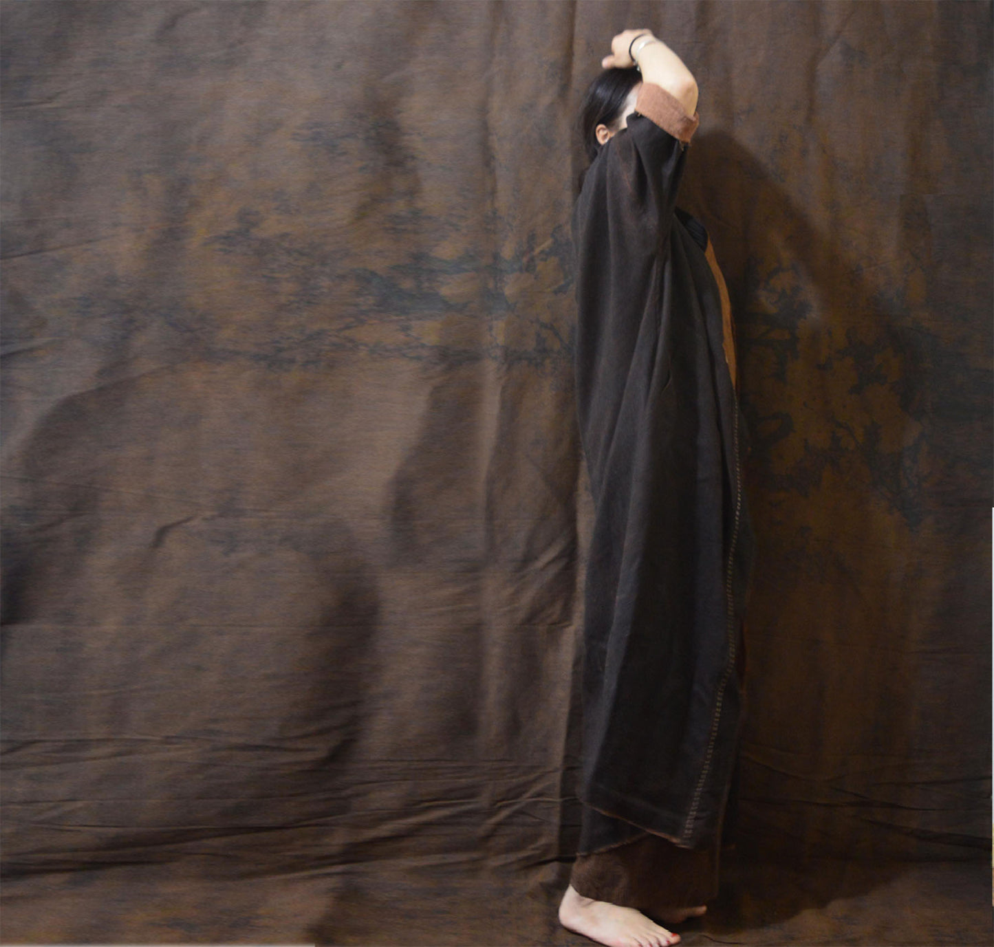 edoa Reversible Mud Tussah Silk Cardigan Coat