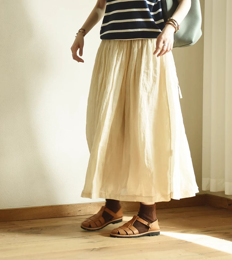 edoa Ramie Pleated Summer Skirt