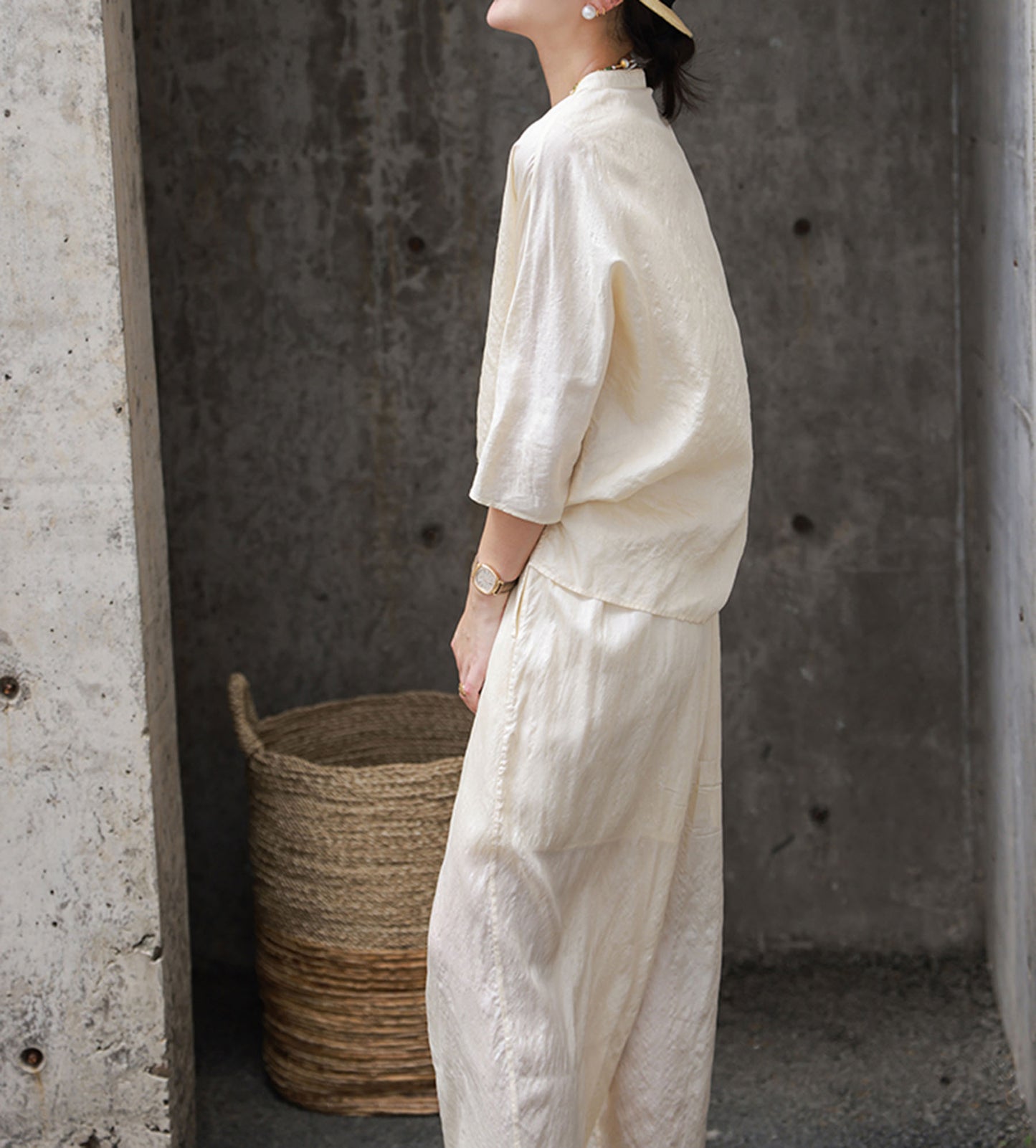 edoa Tussah Silk Qipao Top