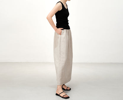 edoa Flax Linen Bud Skirt with pocket