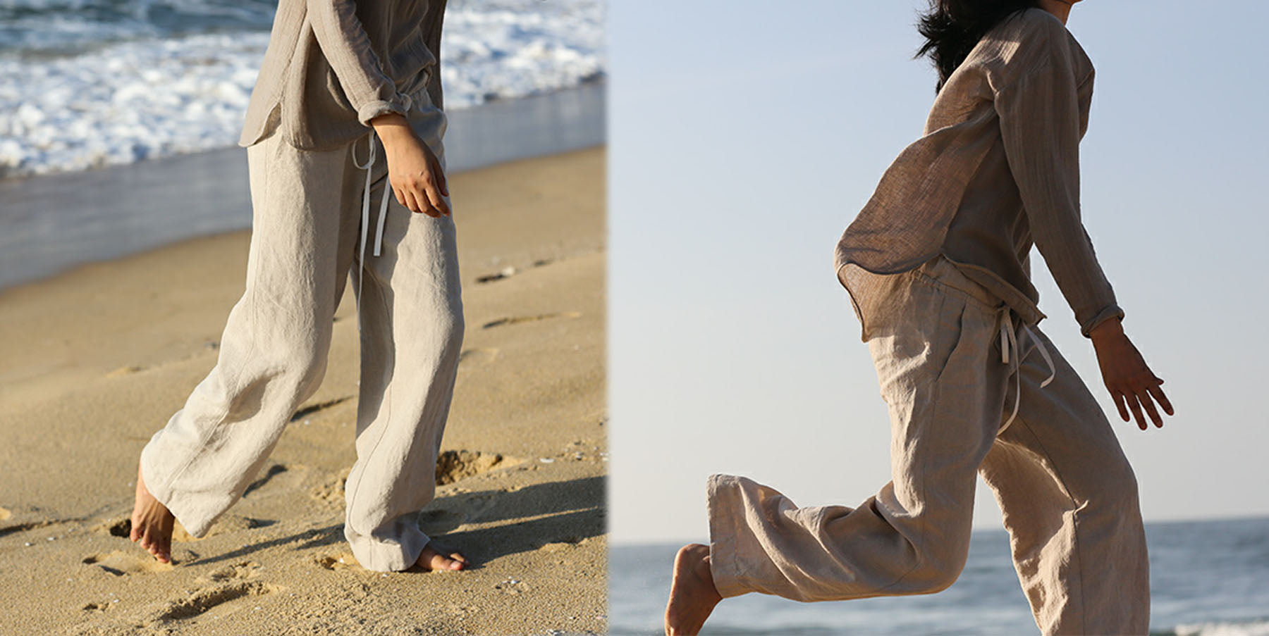 edoa Flax Linen Wide Leg Pants