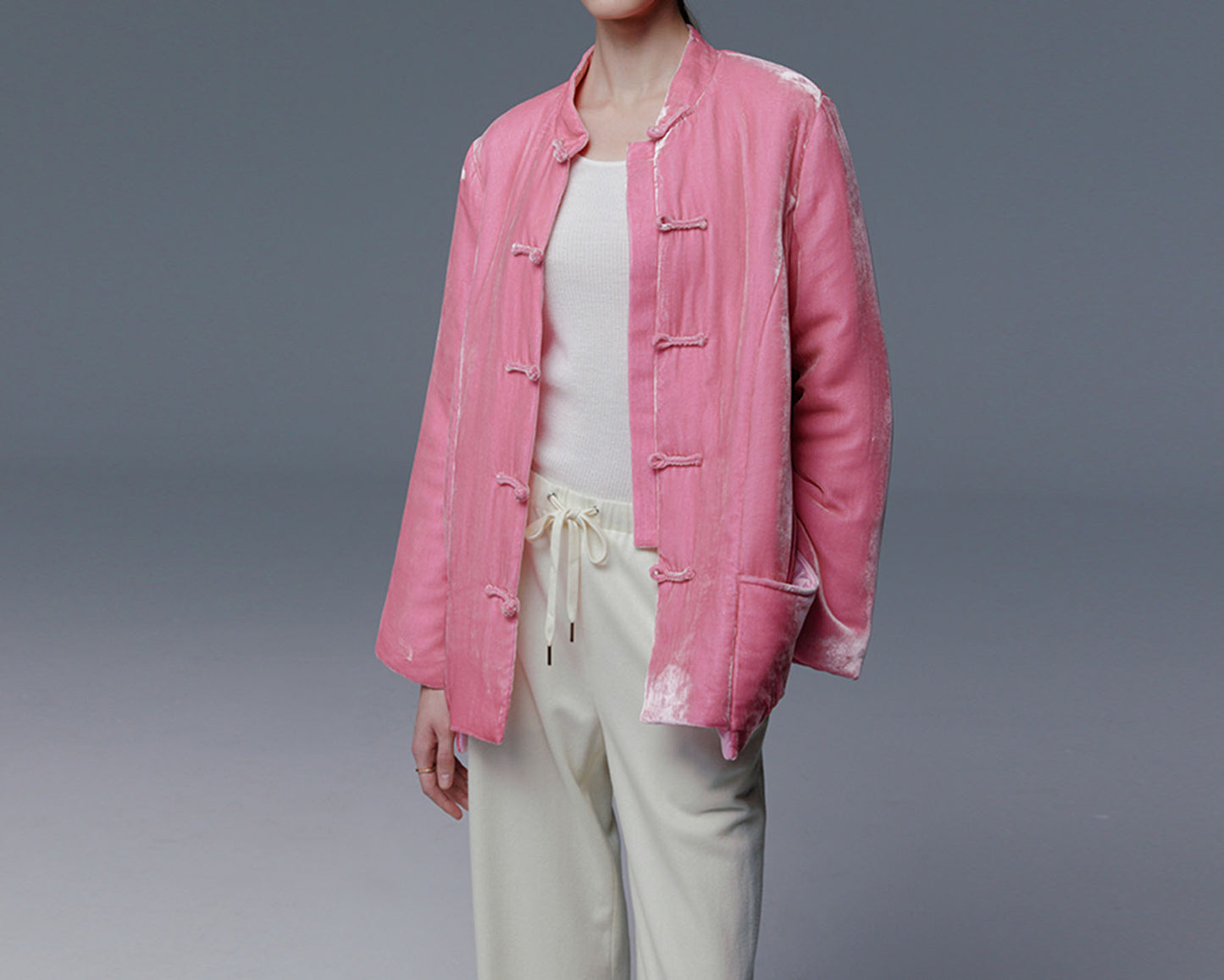 edoa Silk Velvet Quilted Jacket