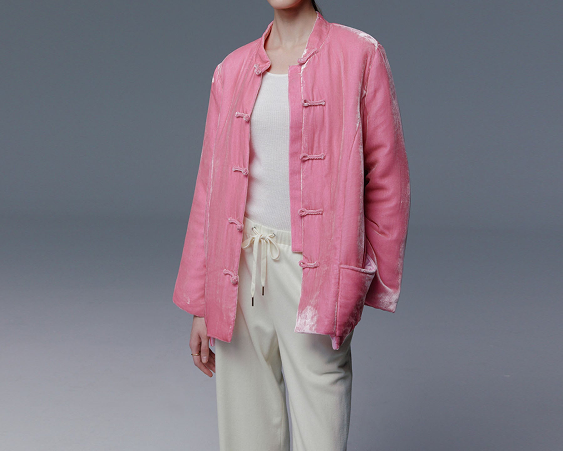 edoa Silk Velvet Quilted Jacket