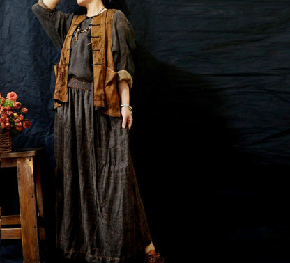 edoa Reversible Mud Silk Rayon Blend Jacquard Chinese Vest 