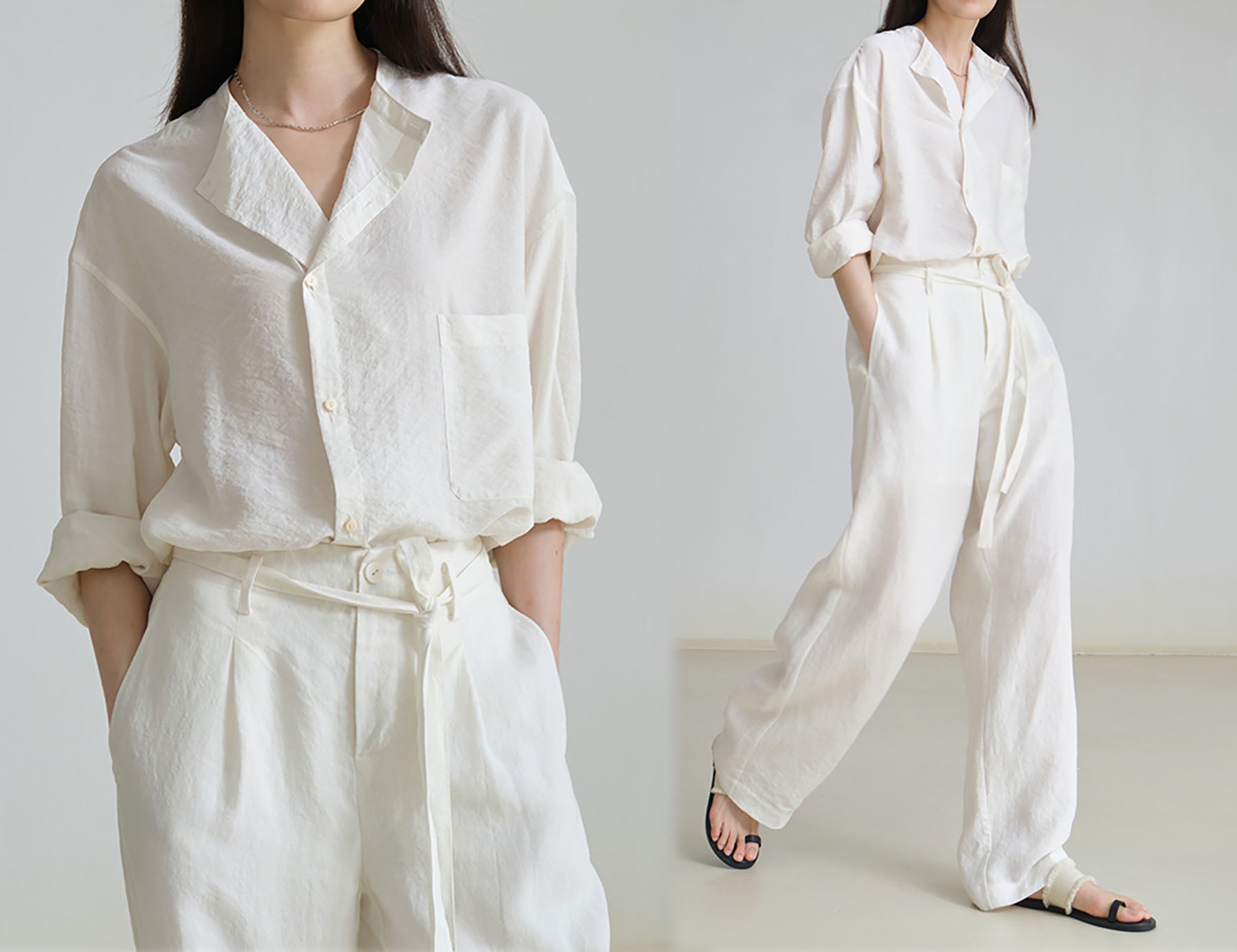 edoa Asymmetrical Dry Silk Shirt